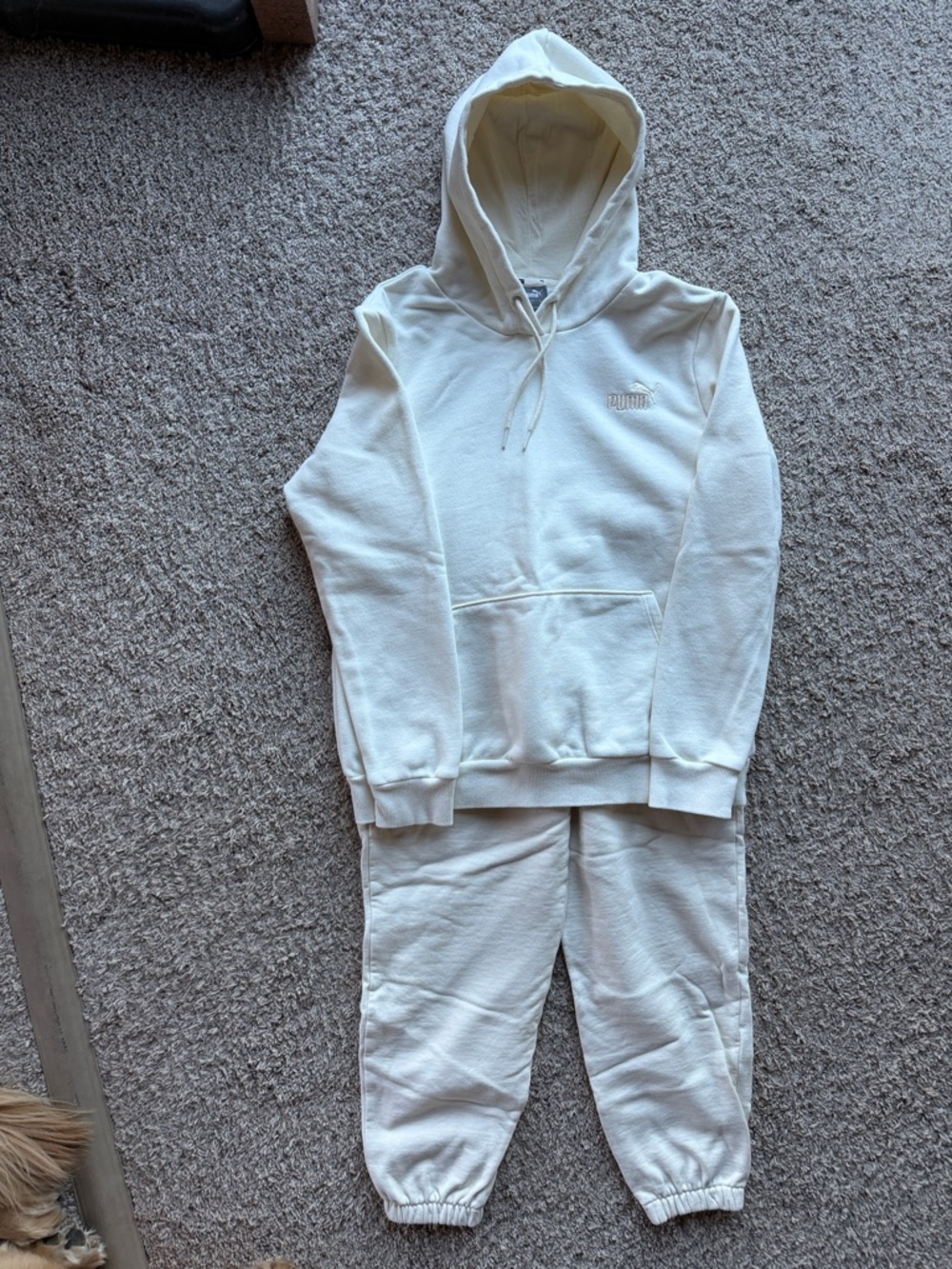 Puma Cream Women’s Pullover Hoodie and Pants Set (Large/Medium)